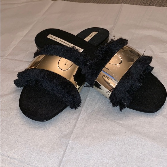 zara black slides